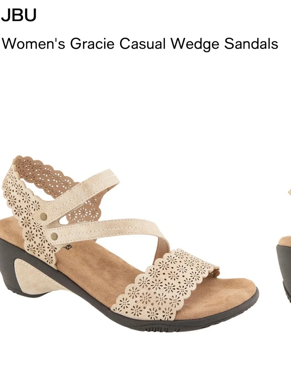 JBU Women's Gracie Wedge Sandals in Beige and Black